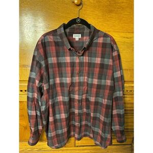 Haggar Gorpcore 90s Grunge Plaid Long Sleeve Button Down Shirt Streetwear